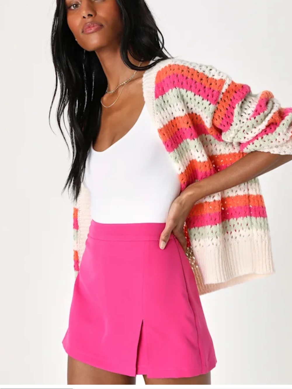 Lulus Adoring Style Fuchsia High-Waisted Skort Size Small